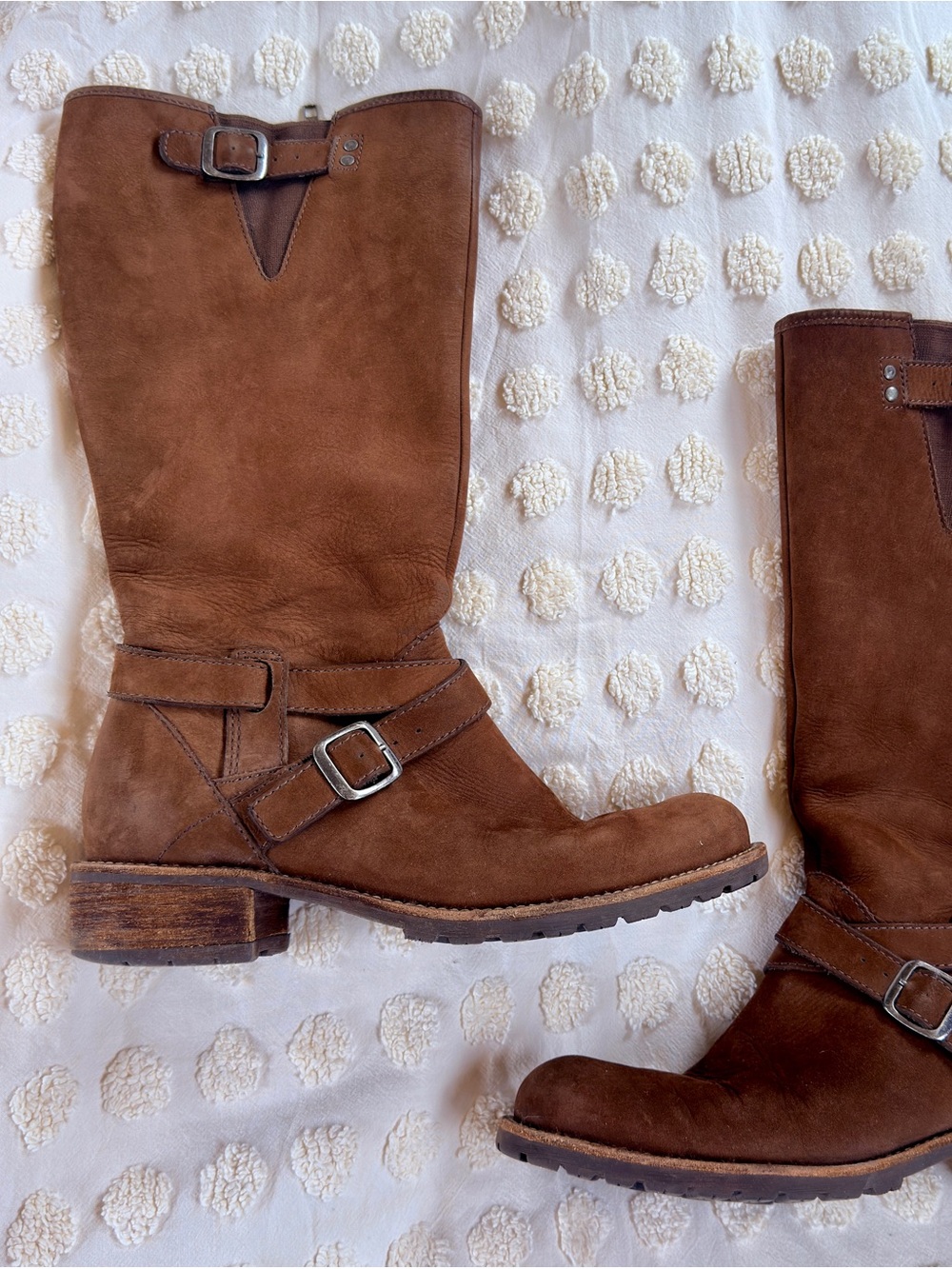 LL Bean Women’s 7 Deerfield Brown Nubuck Leather Tall Riding Harness Boots